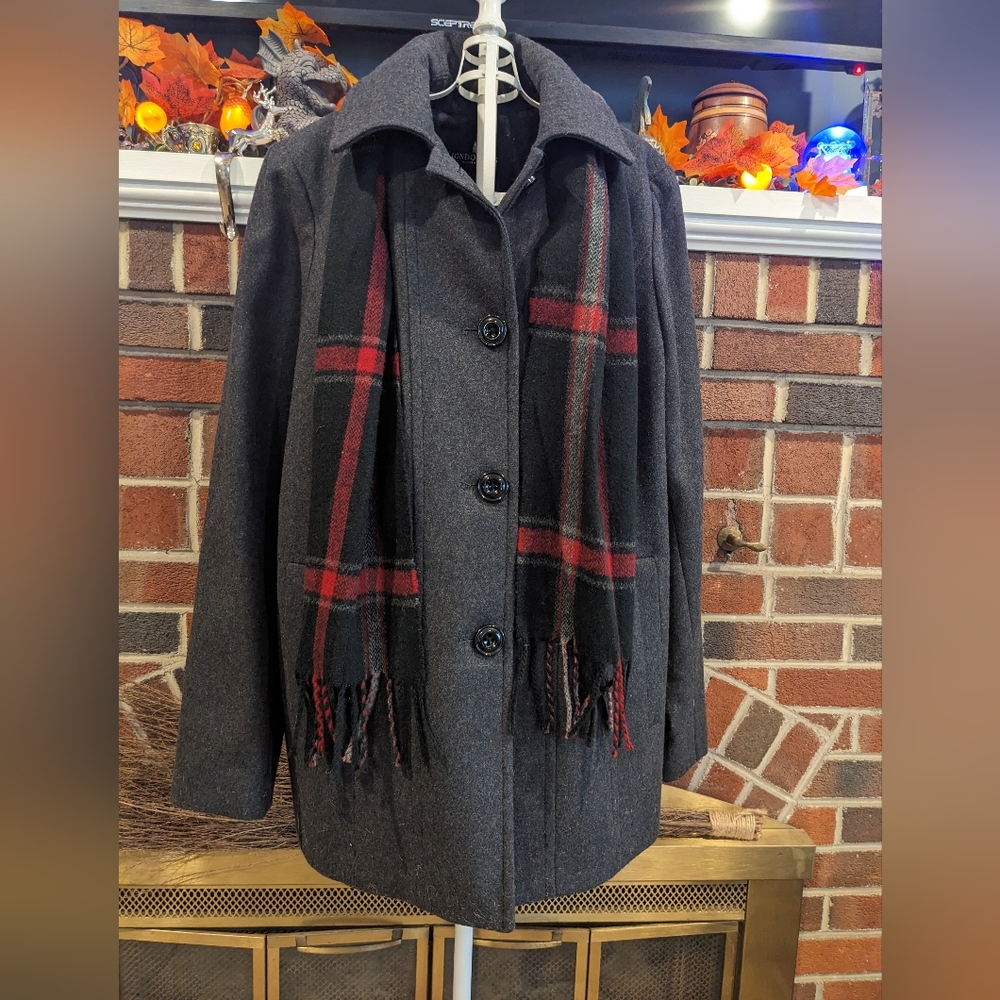 London Fog Grey Wool Winter Coat L